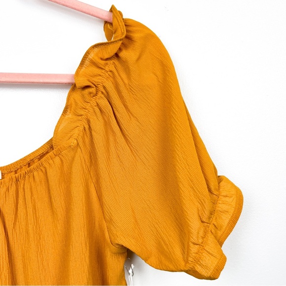 Active USA Mustard Yellow Short Puffed Sleeve Crop - Picture 5 of 8